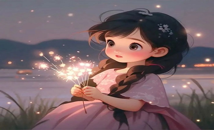 confident girl cartoon alone cute dp